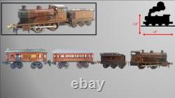 1915's Bing LMS Continental Clockwork 0-gauge Train Set with Continental Cars