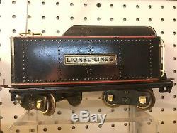 1930s PRE WAR LIONEL TRAIN ENGINE, TENDER, CRANE, REFRIGERATOR CAR, 7 PIECES