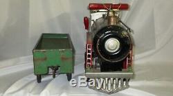 1930s Pressed Steel Keystone R. R. 6400 Ride Train Engine Locomotive & Coal Car