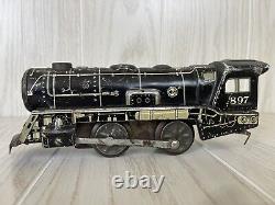 1939 Marx Wind Up Tin Litho Train Set 897 Engine 6 Cars New York Central VTG