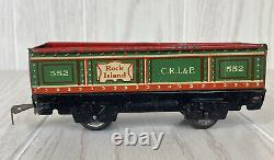 1939 Marx Wind Up Tin Litho Train Set 897 Engine 6 Cars New York Central VTG