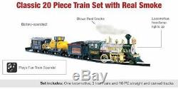 20 PC Electric Train Set Lights Sounds Smoke Engine Choo Choo 3 Cars Locomotive