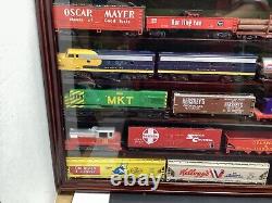 37 pcs. Vintage Lot Trains Locomotives Cars HO Gauge with Display Case