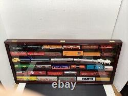 37 pcs. Vintage Lot Trains Locomotives Cars HO Gauge with Display Case