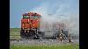 Bnsf Locomotive On Fire Mega 240 Car Loaded Coal Trains