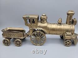 Brass Floor Toy Train 187 Golden Color Locomotive & Coal Car 11.5L 5T Vintage