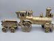 Brass Floor Toy Train 187 Golden Color Locomotive & Coal Car 11.5l 5t Vintage