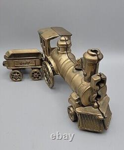 Brass Floor Toy Train 187 Golden Color Locomotive & Coal Car 11.5L 5T Vintage