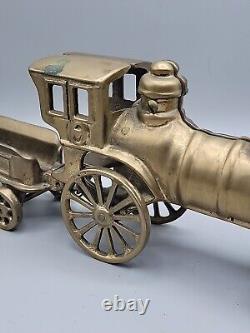 Brass Floor Toy Train 187 Golden Color Locomotive & Coal Car 11.5L 5T Vintage