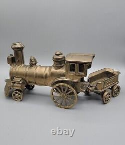 Brass Floor Toy Train 187 Golden Color Locomotive & Coal Car 11.5L 5T Vintage