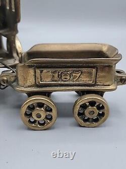 Brass Floor Toy Train 187 Golden Color Locomotive & Coal Car 11.5L 5T Vintage