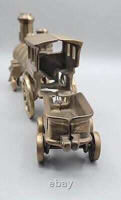 Brass Floor Toy Train 187 Golden Color Locomotive & Coal Car 11.5L 5T Vintage