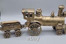 Brass Floor Toy Train 187 Golden Color Locomotive & Coal Car 11.5L 5T Vintage