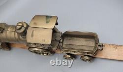 Brass Floor Toy Train 187 Golden Color Locomotive & Coal Car 11.5L 5T Vintage