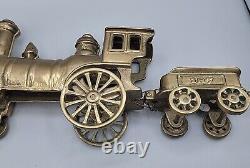 Brass Floor Toy Train 187 Golden Color Locomotive & Coal Car 11.5L 5T Vintage