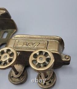 Brass Floor Toy Train 187 Golden Color Locomotive & Coal Car 11.5L 5T Vintage