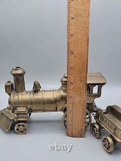 Brass Floor Toy Train 187 Golden Color Locomotive & Coal Car 11.5L 5T Vintage