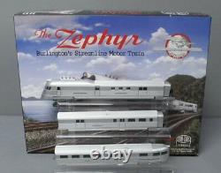 Con-Cor 001-8721 HO Burlington The Zephyr Streamline Motor Train 3-Car Set LN