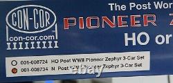 Con-Cor Burlington Pioneer Zephyr Train Post WWII 3 car set N scale