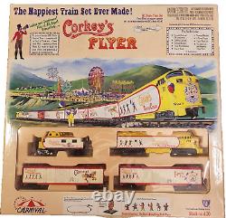 Corkey's Flyer Carnival HO Train Set with Locomotive Box Car Ferris Wheel & Power