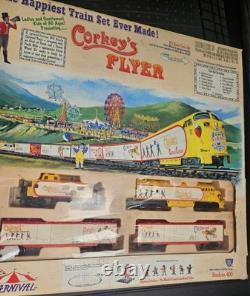 Corkey's Flyer Carnival HO Train Set with Locomotive Box Car Ferris Wheel & Power