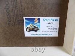 Dan Reed Original Oil Painting on Board Classic Car & Locomotive Train Buick