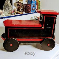 FOLK ART WOOD Train, Home made 22 inch Locomotive Train Single Car wood