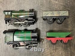 Five Cars Tin Hornby Meccano O Gauge Train Engines, Coal Tender, Tracks, & More