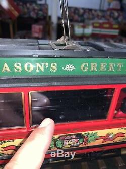 G Scale LGB 2036 Season's Greetings Powered (2)-Car Trolley Train Christmas