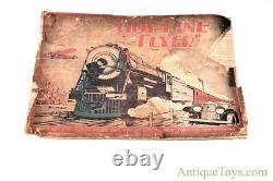 Girard Joyline Flyer Litho Windup Cast Iron Locomotive #357 Coach Train Cars Box