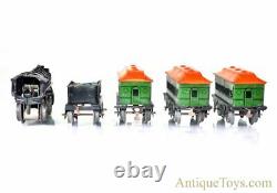 Girard Joyline Flyer Litho Windup Cast Iron Locomotive #357 Coach Train Cars Box