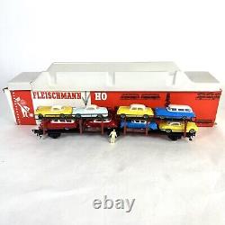 HO Fleischmann Car Carrier Auto Transport Wagen Train Railroad with Box Complete