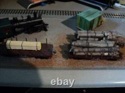 HO LOGGING TRAIN with DCC & SOUND Heisler Engine with 3 Cars and Caboose Super
