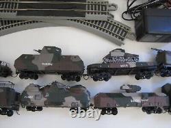 HO scale Bachmann Hawthorne Village WW2 Armored Engine, Tender, 9 Cars, & track