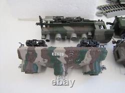 HO scale Bachmann Hawthorne Village WW2 Armored Engine, Tender, 9 Cars, & track