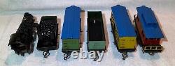 Hafner Overland Flyer Freight Train Set Wind-Up Engine with5 Tin Litho Cars