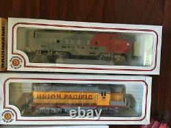 Ho Scale Bachmann Train Set Lot locomotives, track, cars, power pack, bridge