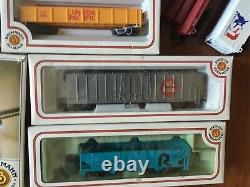 Ho Scale Bachmann Train Set Lot locomotives, track, cars, power pack, bridge