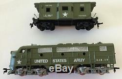 Ho U. S. Army Train Set F-3 Locomotive With 4 Cars 9180 Flat Missle Military Set