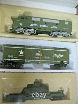 Ho U. S. Army Train Set F-3 Locomotive With 4 Cars # Bbf-215 Military Set