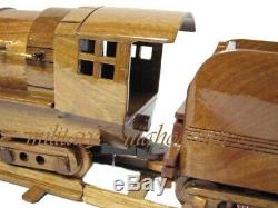Hudson Train Locomotive Steam Engine Coal Car Mahogany Wood Wooden Desk Model