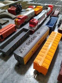 Huge Lot 72 pieces Tyco Lionel Trains Locomotive Track cars transformers & more