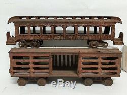 Ideal Cast Iron Floor Train Set Locomotive Tender Caboose Stock & Passenger Car