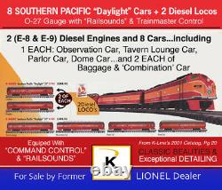 K-Line Southern Pacific O-Gauge Trains, Used, 8 Cars, 2 Diesel, Ships Free