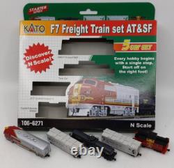 KATO 1066271 N Scale ATSF F7A LOCOMOTIVE & 4 CARS Freight Train Set 106-6271