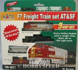 KATO N SCALE F7 FREIGHT TRAIN SET AT&SF ENGINE & 4 CARS locomotive 106-6271 NEW