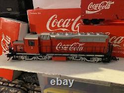 LGB Trains Germany G Scale Red Coca-Cola Super Set Diesel Engine 2 Box Cars Used