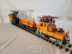 LGB Work Train Set Service Engine 2033 I-beam Car 4050 Spotlight Car 4049