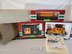 LGB Work Train Set Service Engine 2033 I-beam Car 4050 Spotlight Car 4049