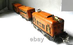 LIONEL GE-IR 60-Ton Box-Cab & 2-car Train Orange withGreen Rd# 248 Pre-War O 27